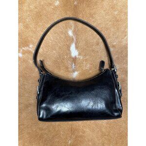 Vintage KGB Denmark Black Faux Leather Shoulder Bag | Y2K Baguette Purse